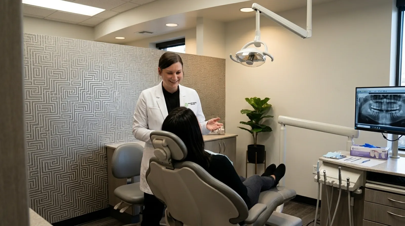 Dr. Taylor Rucker with a patient in the office